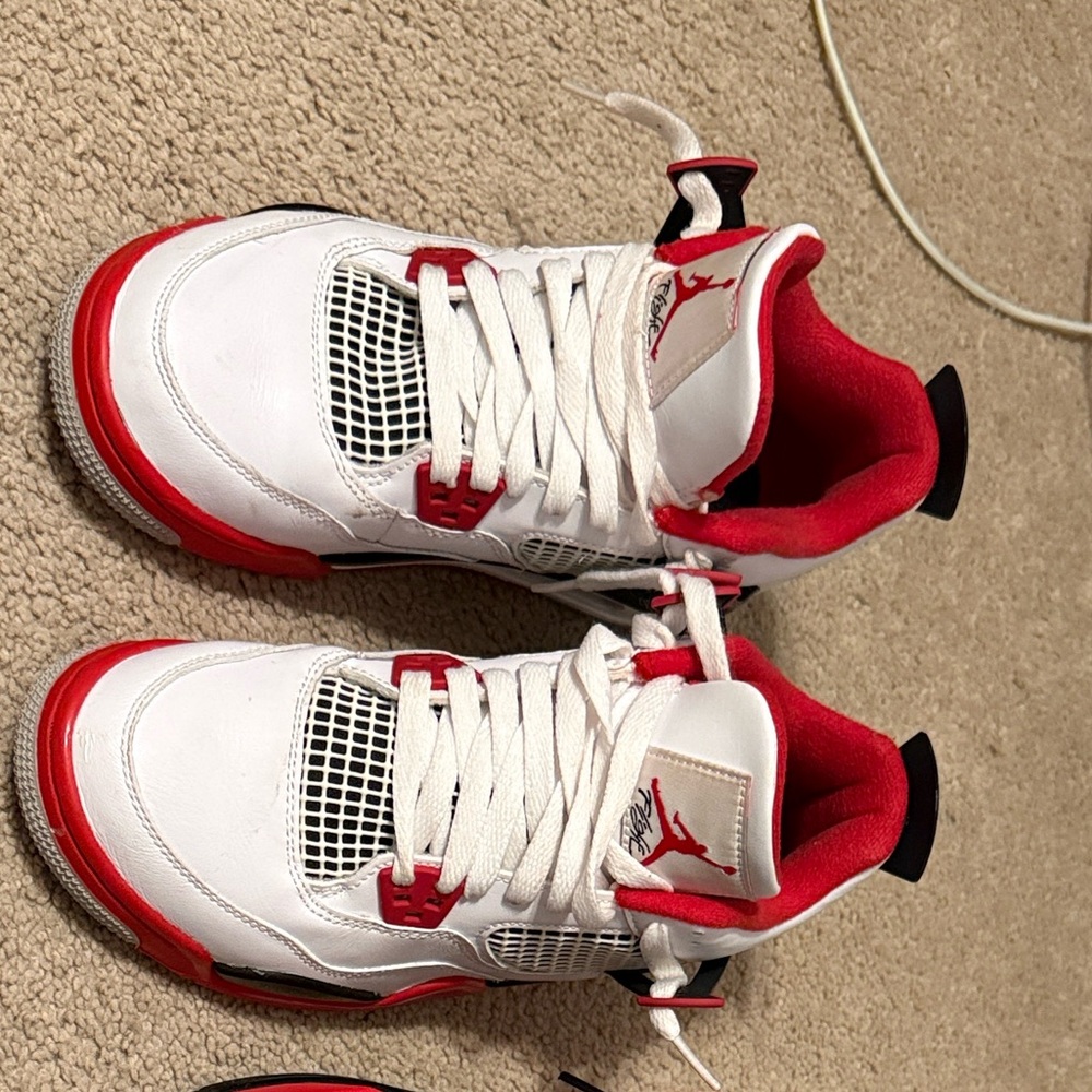 Jordan Kids White and Red Sneakers